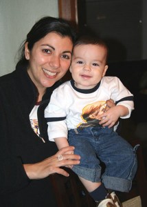 My kid and I in our Bowie shirts 2007.